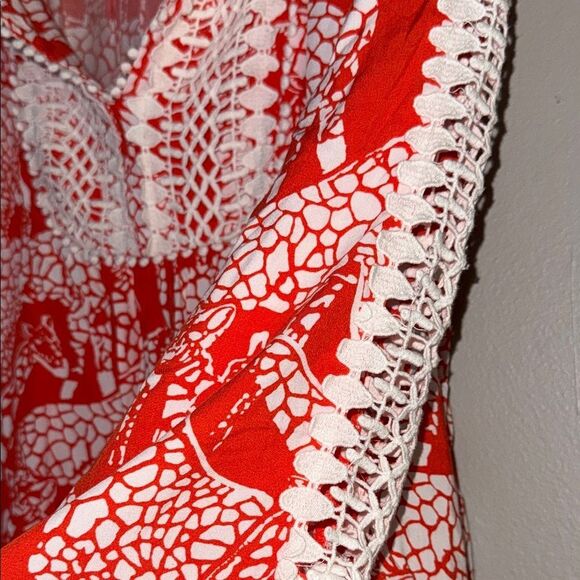 Orange and White Smocked Tunic with Relaxed Fit - Picture 4 of 12